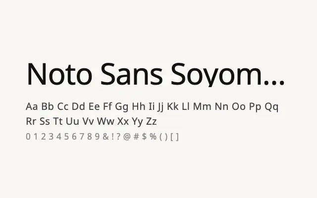 Noto Sans Soyombo specimen from Google Fonts