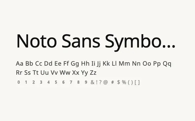 Noto Sans Symbols 2 specimen from Google Fonts
