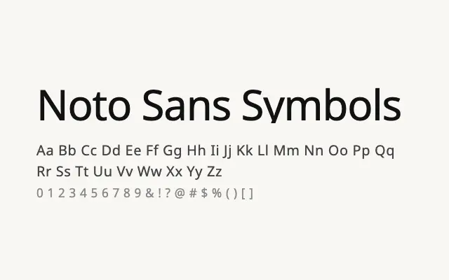 Noto Sans Symbols specimen from Google Fonts