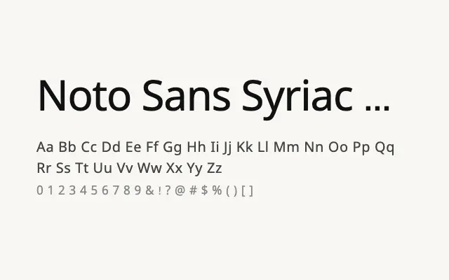 Noto Sans Syriac Eastern specimen from Google Fonts