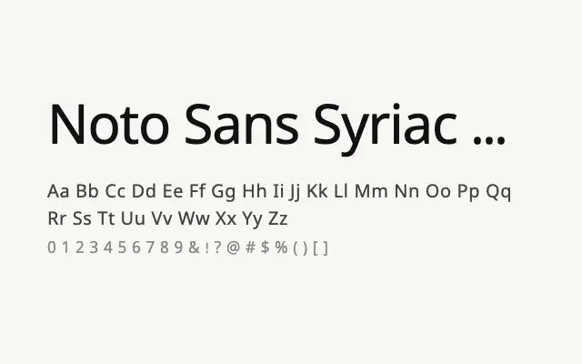 Noto Sans Syriac Western specimen from Google Fonts