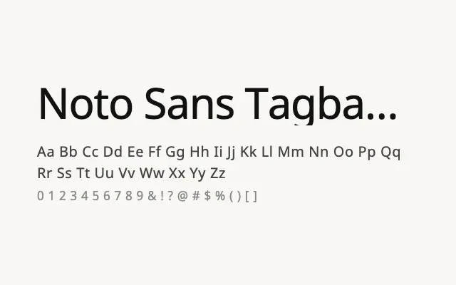 Noto Sans Tagbanwa specimen from Google Fonts