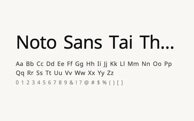 Noto Sans Tai Tham specimen from Google Fonts
