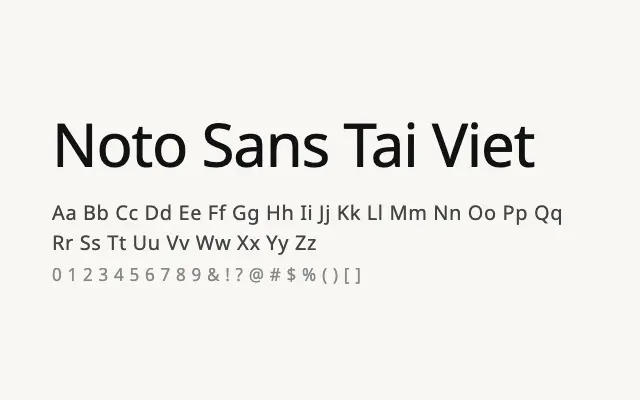 Noto Sans Tai Viet specimen from Google Fonts