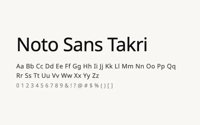 Noto Sans Takri specimen from Google Fonts