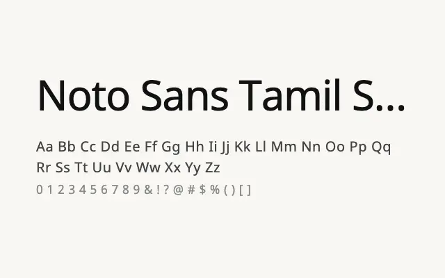 Noto Sans Tamil Supplement specimen from Google Fonts