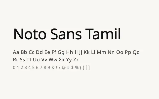 Noto Sans Tamil specimen from Google Fonts