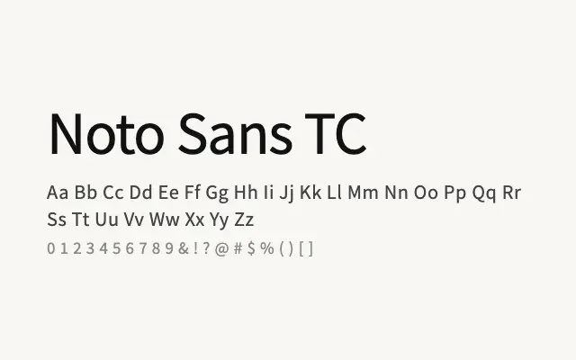 Noto Sans TC specimen from Google Fonts