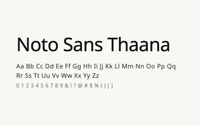 Noto Sans Thaana specimen from Google Fonts