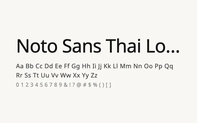 Noto Sans Thai Looped specimen from Google Fonts