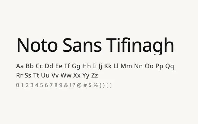 Noto Sans Tifinagh specimen from Google Fonts