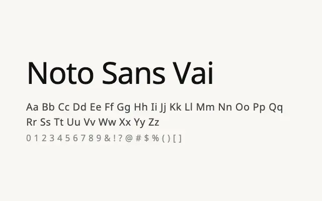 Noto Sans Vai specimen from Google Fonts
