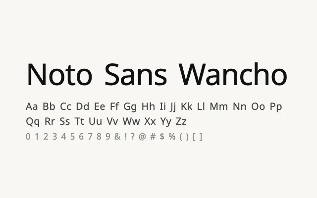 Noto Sans Wancho specimen from Google Fonts