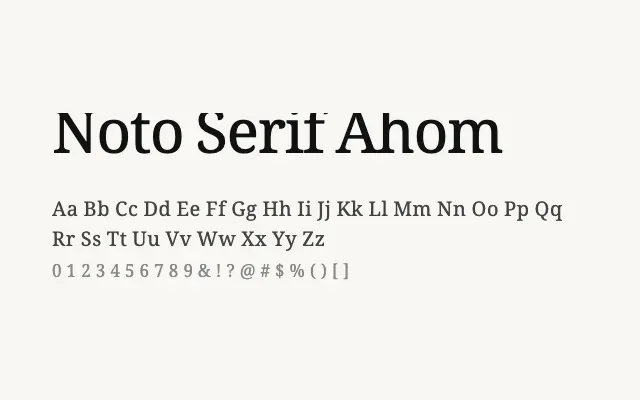 Noto Serif Ahom specimen from Google Fonts