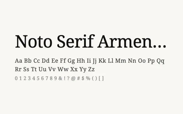Noto Serif Armenian specimen from Google Fonts