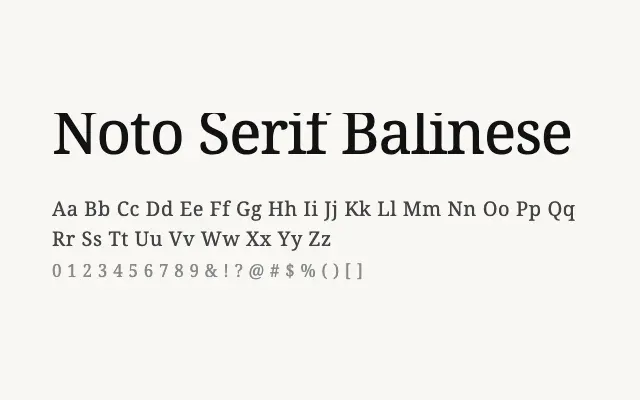 Noto Serif Balinese specimen from Google Fonts