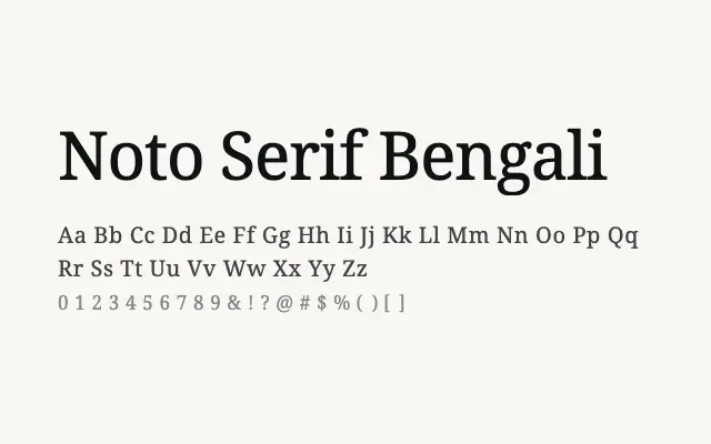Noto Serif Bengali specimen from Google Fonts