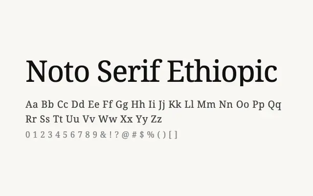 Noto Serif Ethiopic specimen from Google Fonts