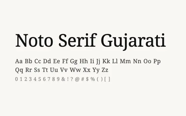 Noto Serif Gujarati specimen from Google Fonts
