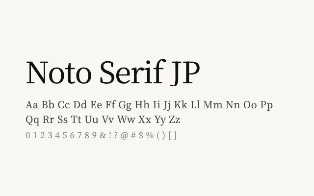 Noto Serif JP specimen from Google Fonts