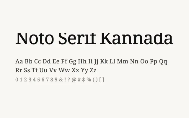Noto Serif Kannada specimen from Google Fonts