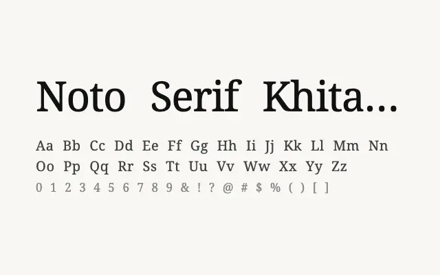 Noto Serif Khitan Small Script specimen from Google Fonts