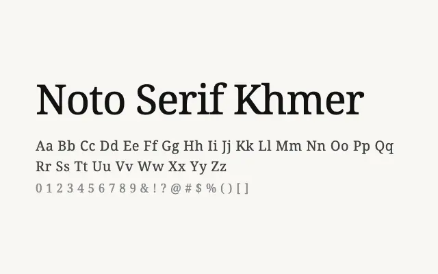 Noto Serif Khmer specimen from Google Fonts