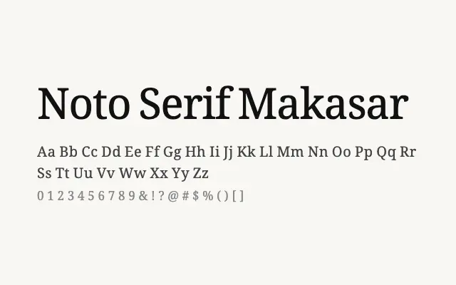 Noto Serif Makasar specimen from Google Fonts