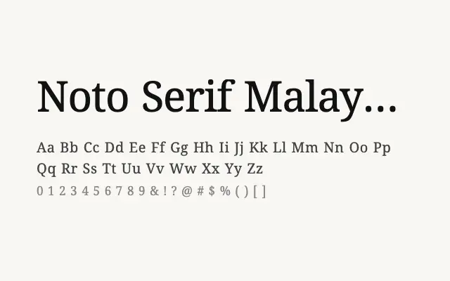 Noto Serif Malayalam specimen from Google Fonts