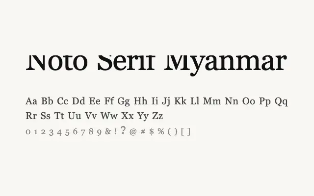 Noto Serif Myanmar specimen from Google Fonts
