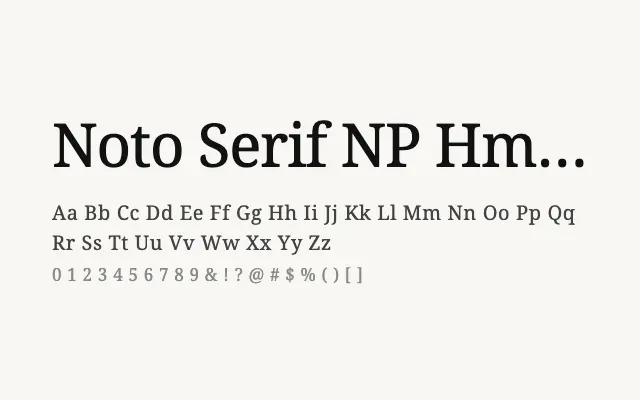 Noto Serif NP Hmong specimen from Google Fonts