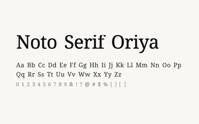 Noto Serif Oriya specimen from Google Fonts