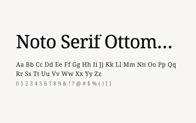 Noto Serif Ottoman Siyaq specimen from Google Fonts