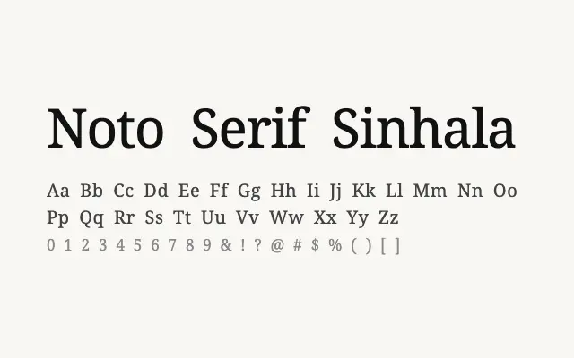 Noto Serif Sinhala specimen from Google Fonts