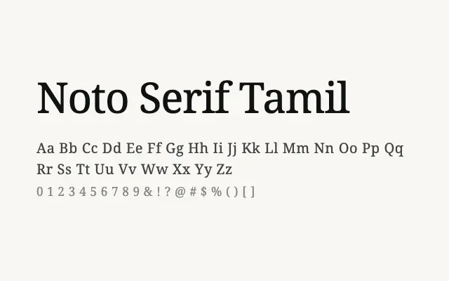 Noto Serif Tamil specimen from Google Fonts