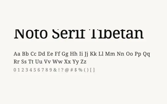 Noto Serif Tibetan specimen from Google Fonts