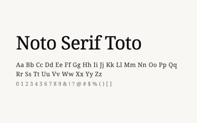 Noto Serif Toto specimen from Google Fonts