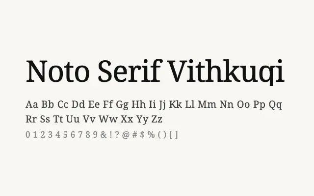 Noto Serif Vithkuqi specimen from Google Fonts