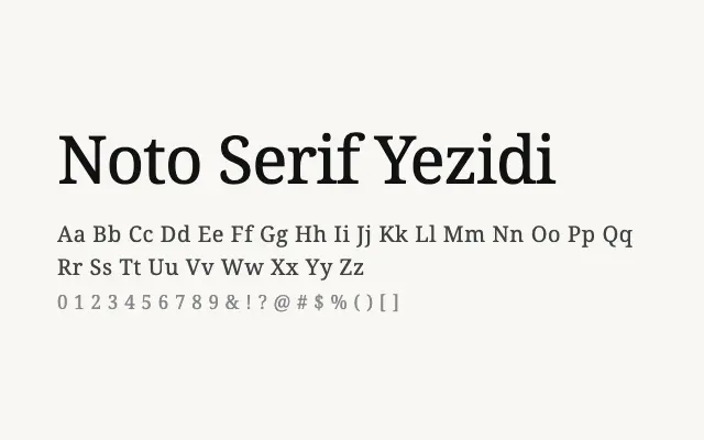 Noto Serif Yezidi specimen from Google Fonts