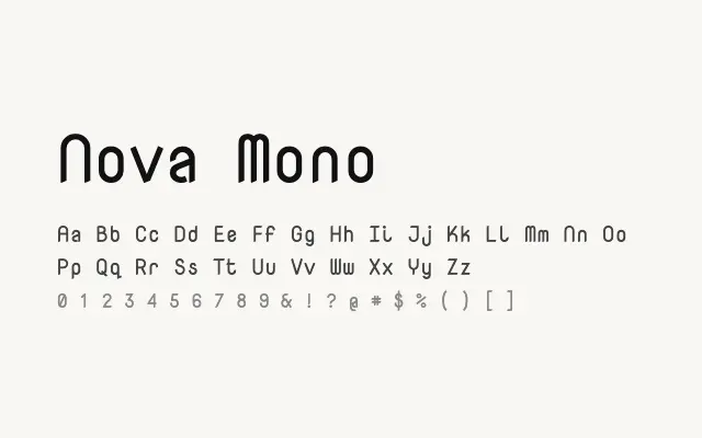 Nova Mono specimen from Google Fonts