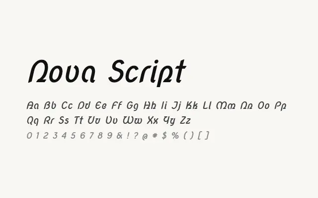 Nova Script specimen from Google Fonts