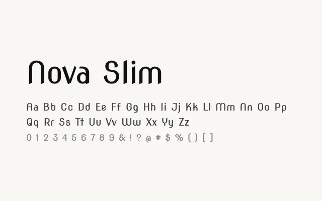 Nova Slim specimen from Google Fonts