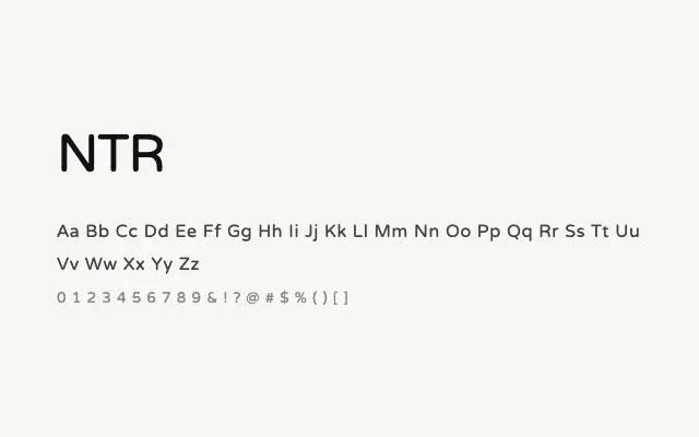 NTR specimen from Google Fonts