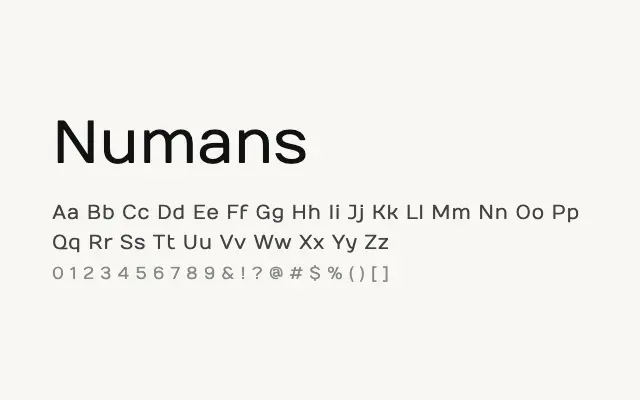 Numans specimen from Google Fonts