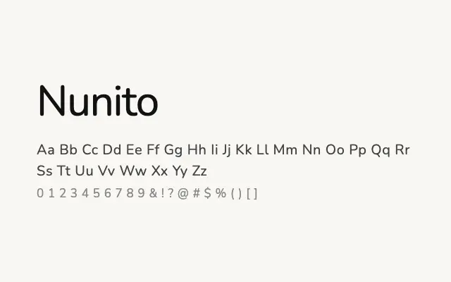 Nunito specimen from Google Fonts