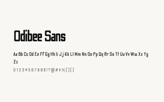 Odibee Sans specimen from Google Fonts