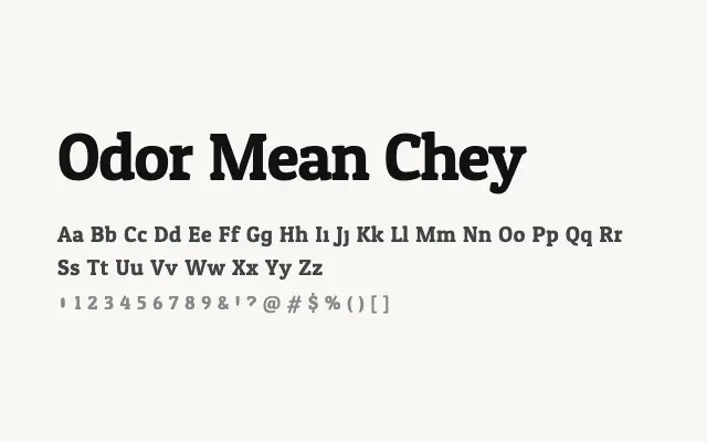 Odor Mean Chey specimen from Google Fonts