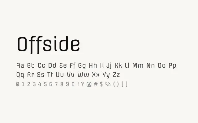 Offside specimen from Google Fonts