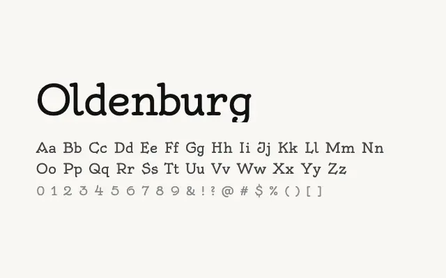 Oldenburg specimen from Google Fonts