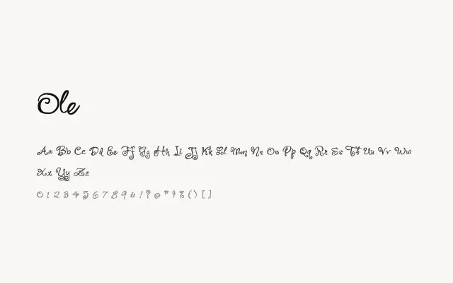 Ole specimen from Google Fonts
